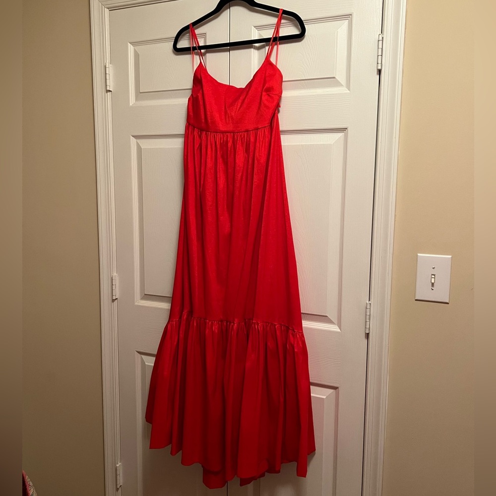 Abercrombie & Fitch Red Spaghetti Strap Maxi Dress Bow Back - Picture 2 of 5